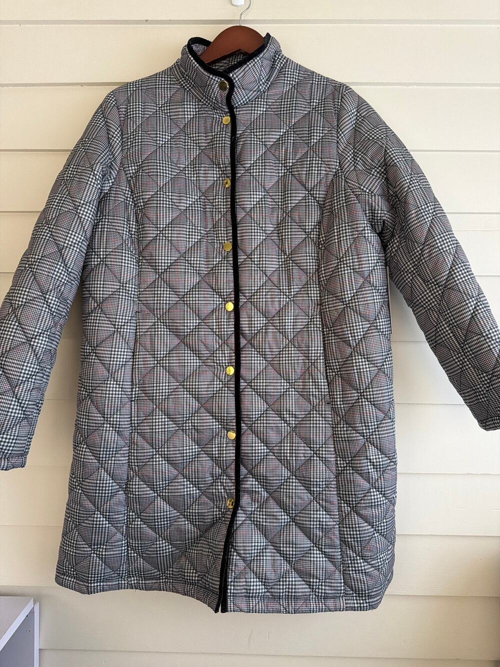 Liz Claiborne Quilted Plaid Puffer Barn Coat Jacket Women L NWT $69 New - AS IS